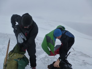 layers off, layers on ... battling the wind to change clothes.