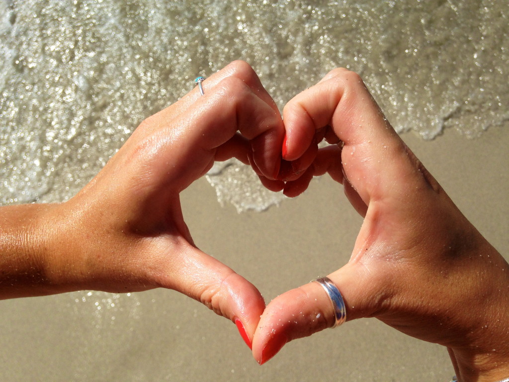 heart on beach