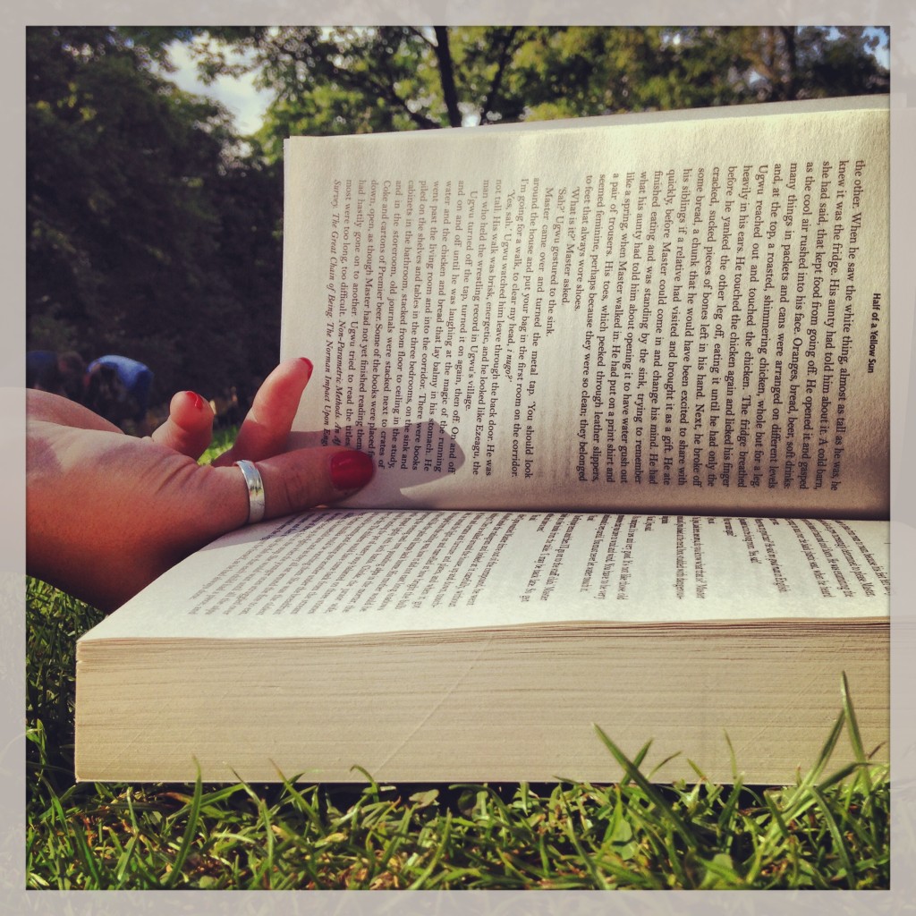 reading in grass