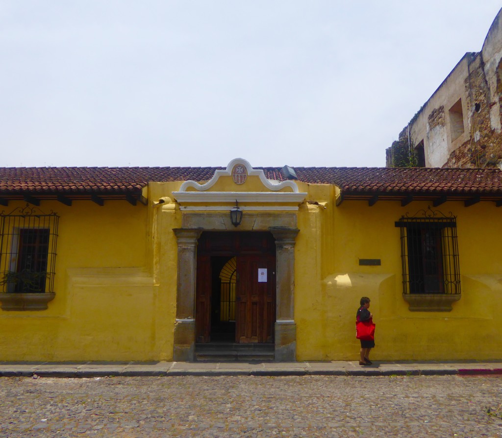 yellow wall in Antigua, Guatemala