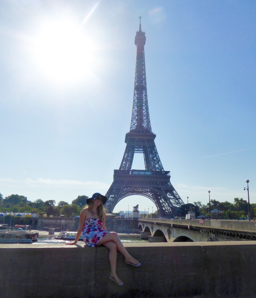 She gets around at the Eiffel Tower