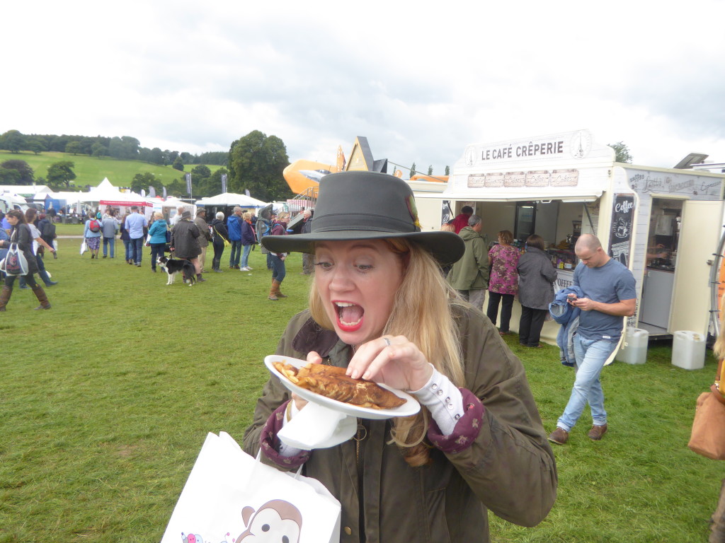 Eating crepes at Chatsworth Country Show
