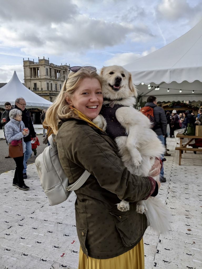 Jen and Cookie at Chatsworth Christmas Market