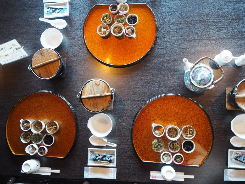 a traditional ryokan breakfast in Wakayama Japan