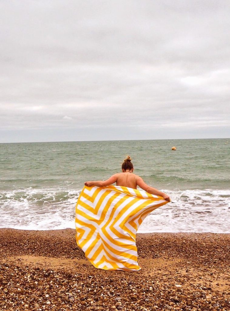 wild swimming in Southsea - dock and bay towels