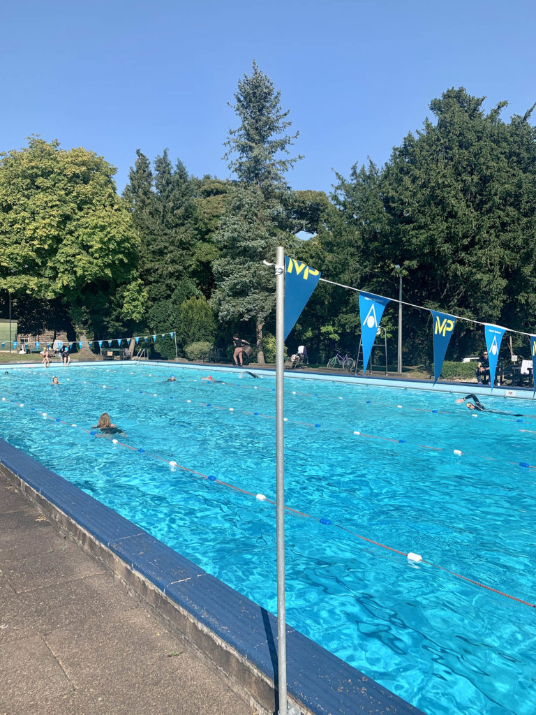 The New Bath Hotel Lido on a summers Day in Matlock Bath