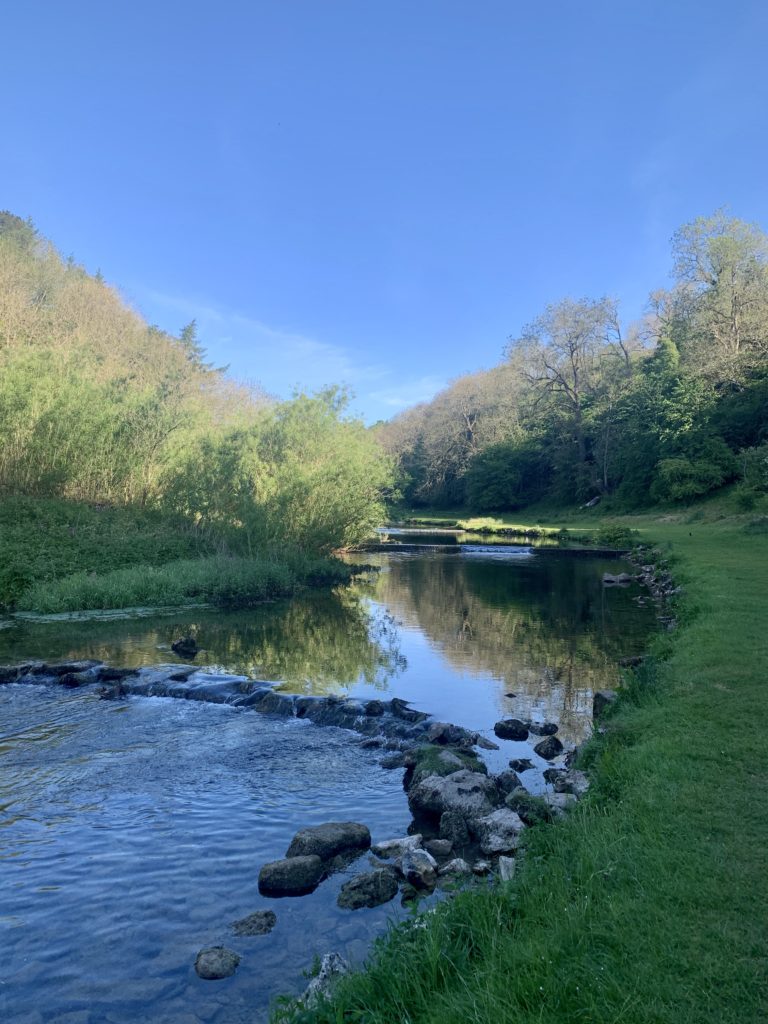 Wild swimming in the river lathkill near Conksbury Bridge