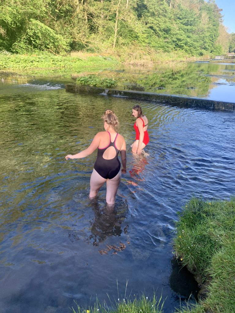 Wild swimming in the river lathkill near Conksbury Bridge