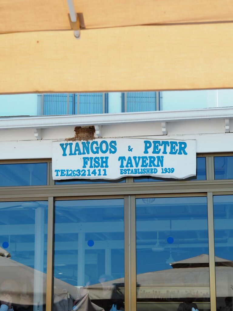 Dinner at Yiangos and Peter fish tavern - chips, fish and other treats